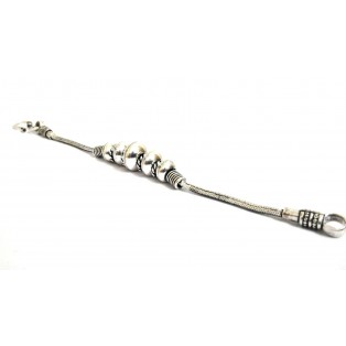 Silver Oxidized Bracelet Wristlet Wristband Band Chain Fashion Novelty IV 8"